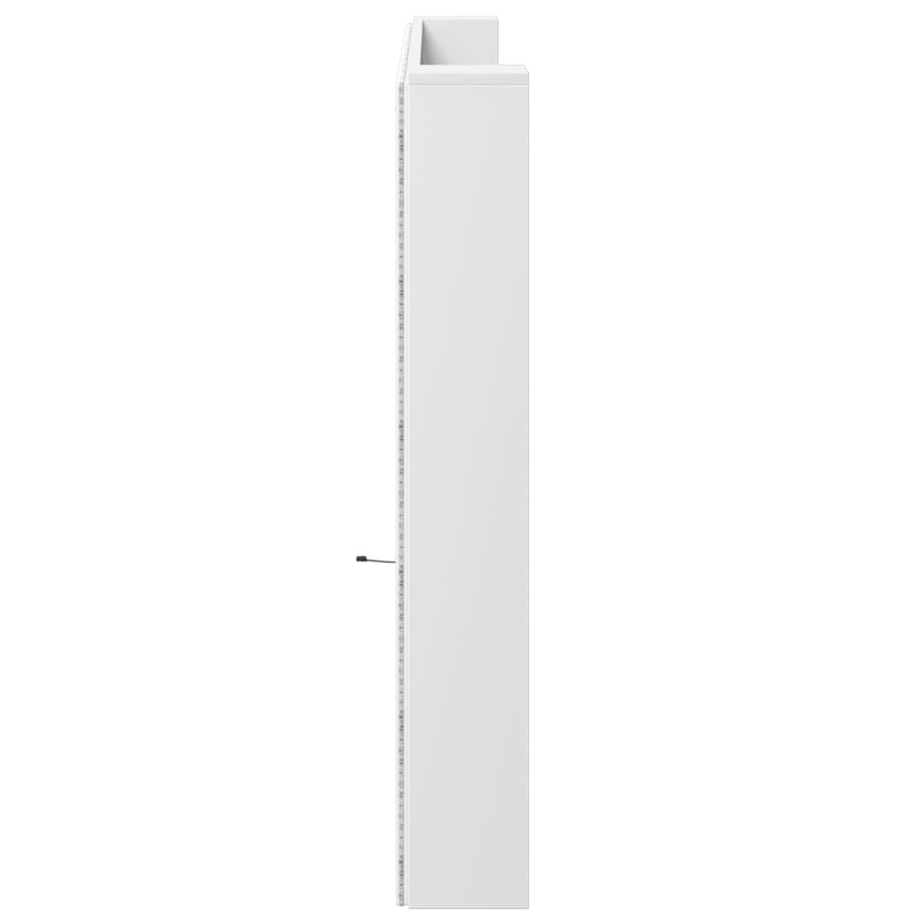 vidaXL LED-Kopfteil mit Ablagen Weiß 220x16,5x103,5 cm