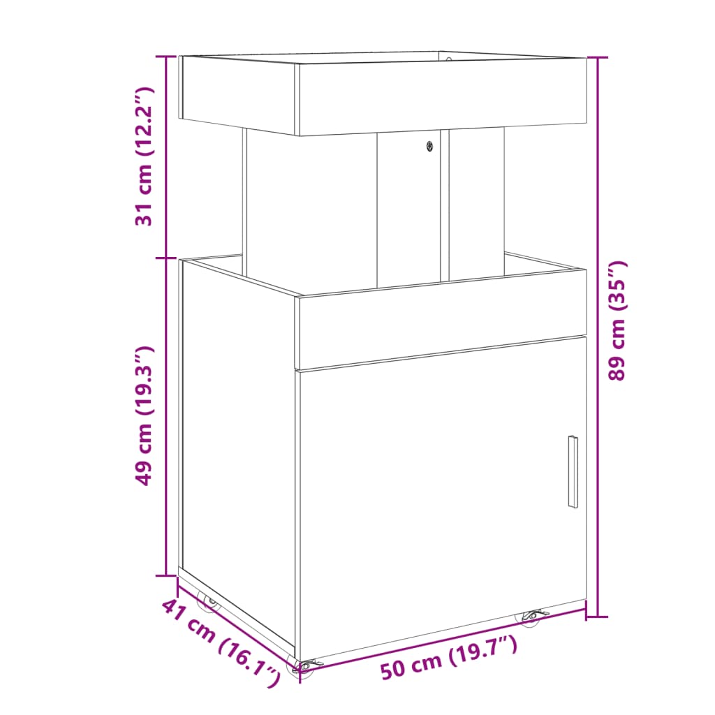 vidaXL Barwagen Braun Eichen-Optik 50x41x89 cm Holzwerkstoff