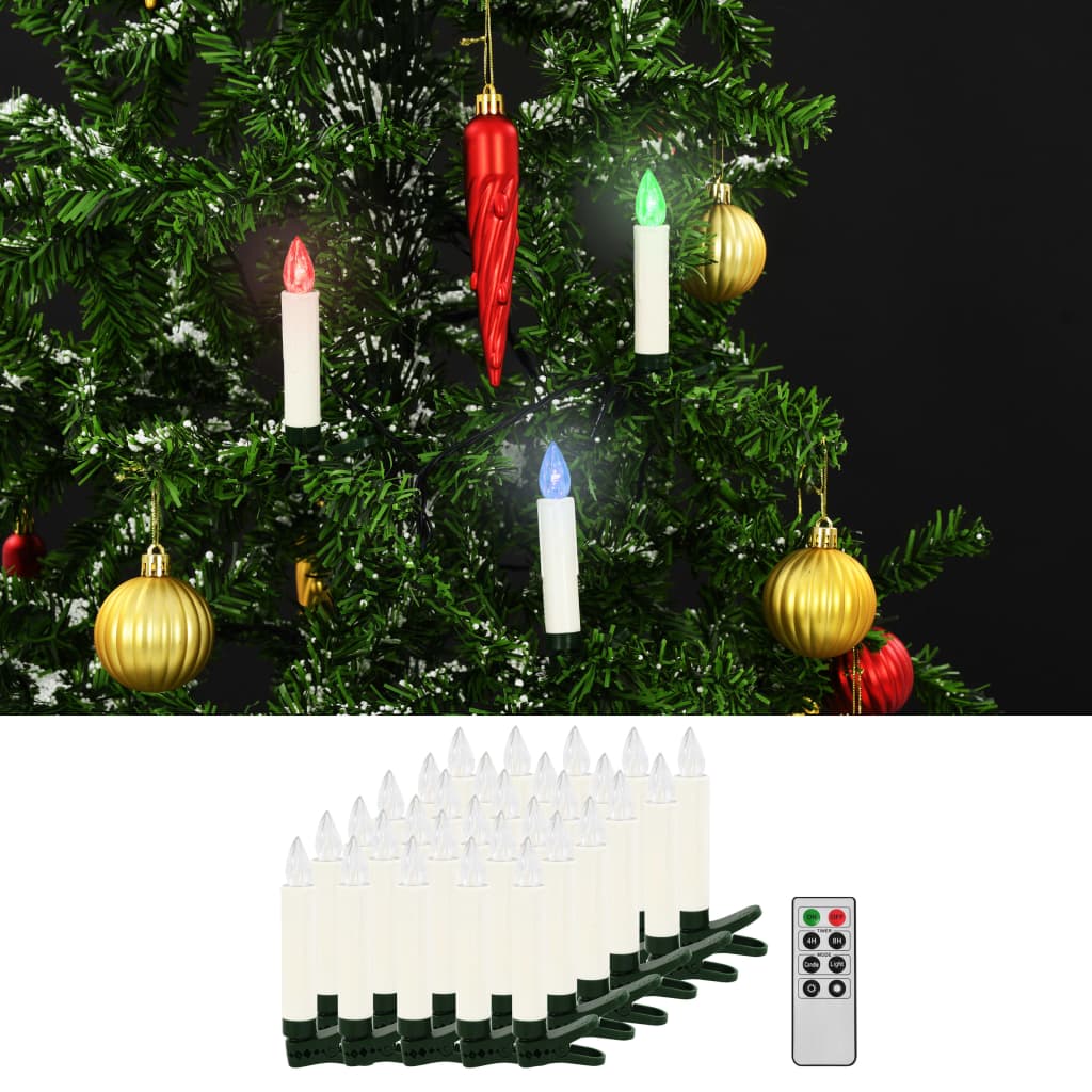 vidaXL LED-Weihnachtskerzen 30 Stk. Kabellos mit Fernbedienung RGB