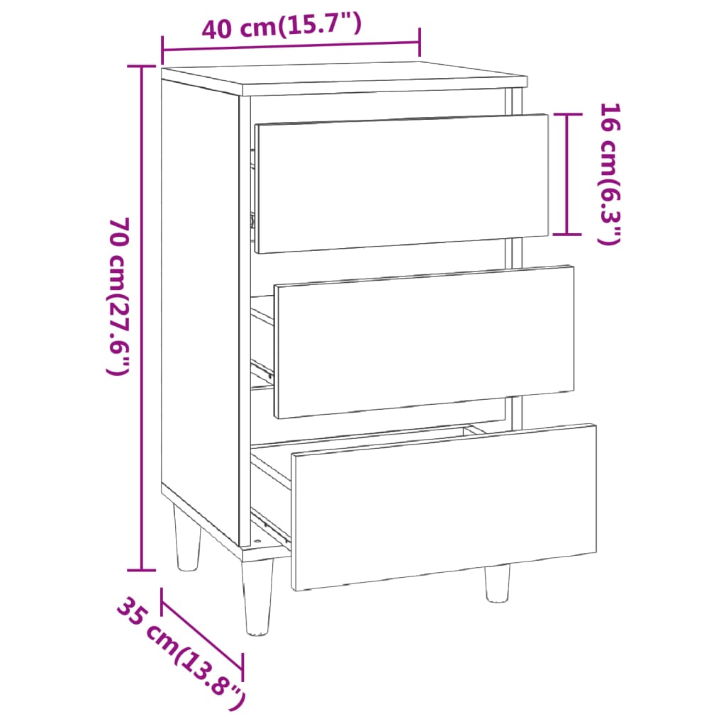 vidaXL Nachttisch Betongrau 40x35x70 cm Holzwerkstoff