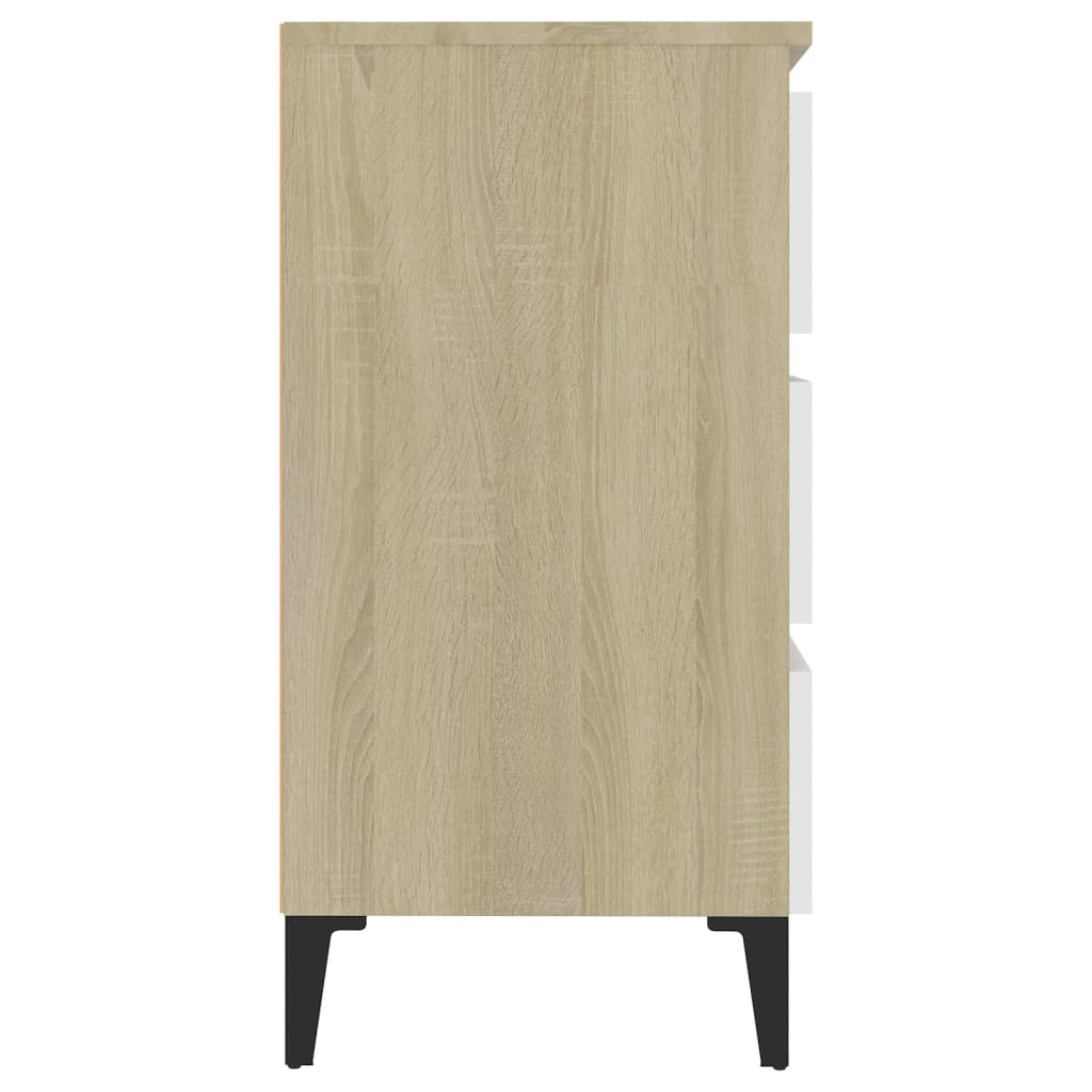 vidaXL Sideboard Weiß und Sonoma-Eiche 60x35x69 cm Holzwerkstoff