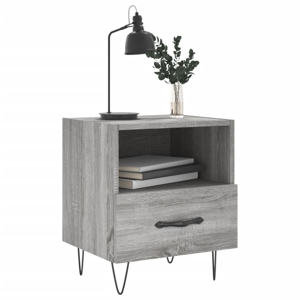 vidaXL Nachttische 2 Stk. Grau Sonoma 40x35x47,5 cm Holzwerkstoff