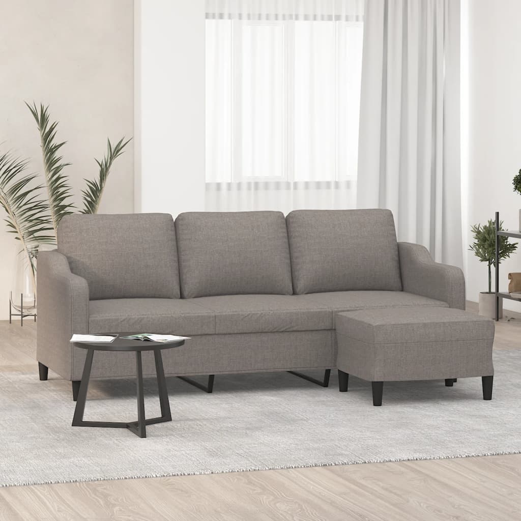vidaXL 3-Sitzer-Sofa mit Hocker Taupe 180 cm Stoff