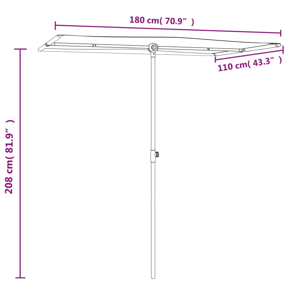 vidaXL Sonnenschirm mit Aluminium-Mast 180x110 cm Terrakotta