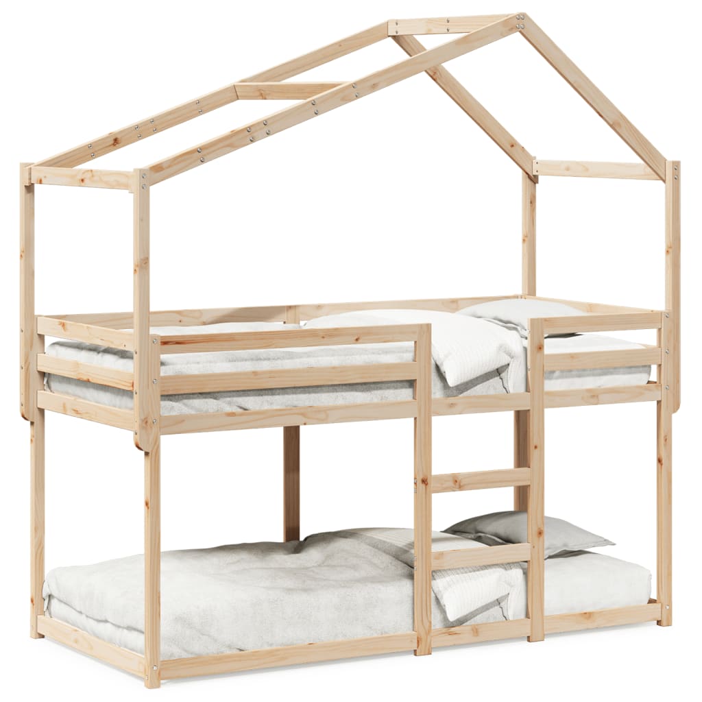 vidaXL Etagenbett mit Dach 75x190 cm Massivholz Kiefer