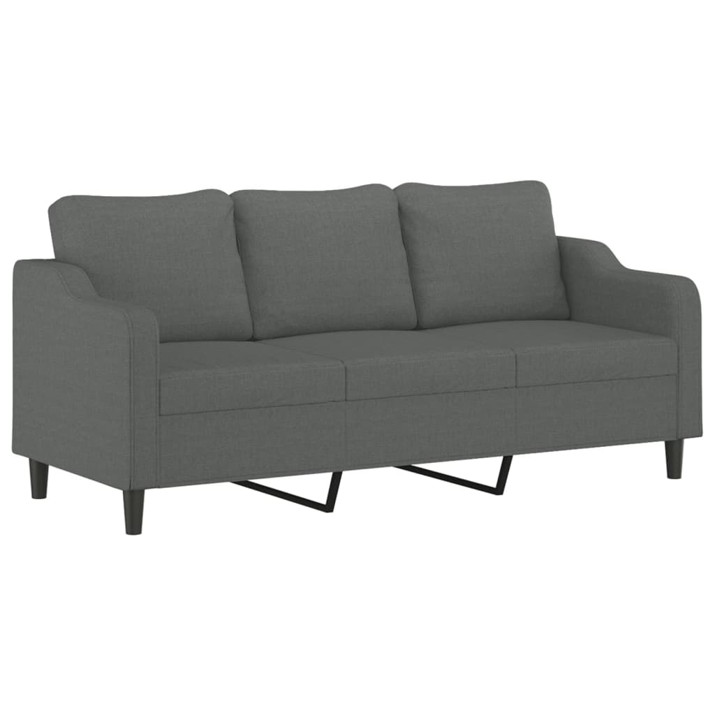 vidaXL 3-Sitzer-Sofa mit Hocker Dunkelgrau 180 cm Stoff