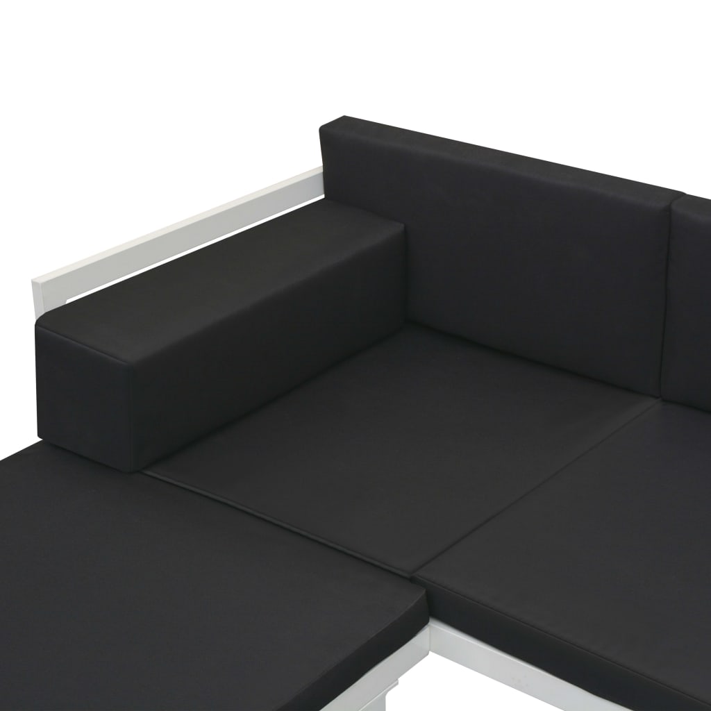 vidaXL 4-tlg. Garten-Lounge-Set mit Auflagen Aluminium Schwarz