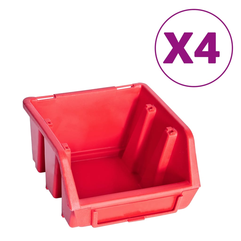 vidaXL 8-tlg. Behälter-Set für Kleinteile mit Wandplatte Rot Schwarz