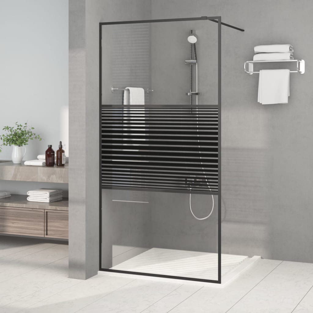 vidaXL Duschwand für Begehbare Dusche Schwarz 100x195 cm ESG-Glas Klar