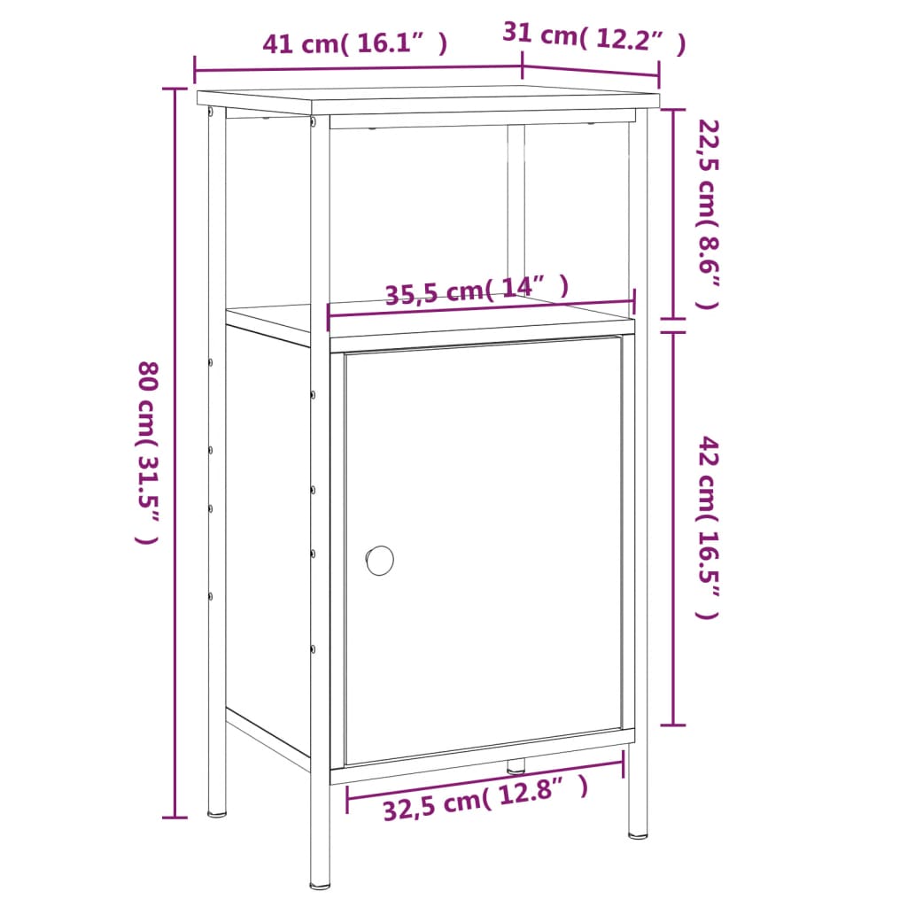 vidaXL Nachttische 2 Stk. Sonoma-Eiche 41x31x80 cm Holzwerkstoff