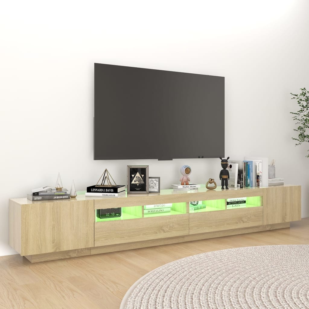 vidaXL TV-Schrank mit LED-Leuchten Sonoma-Eiche 260x35x40 cm