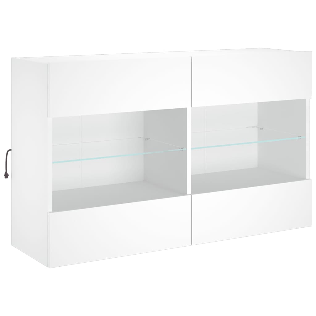 vidaXL TV-Wandschrank mit LED-Leuchten Weiß 98,5x30x60,5 cm