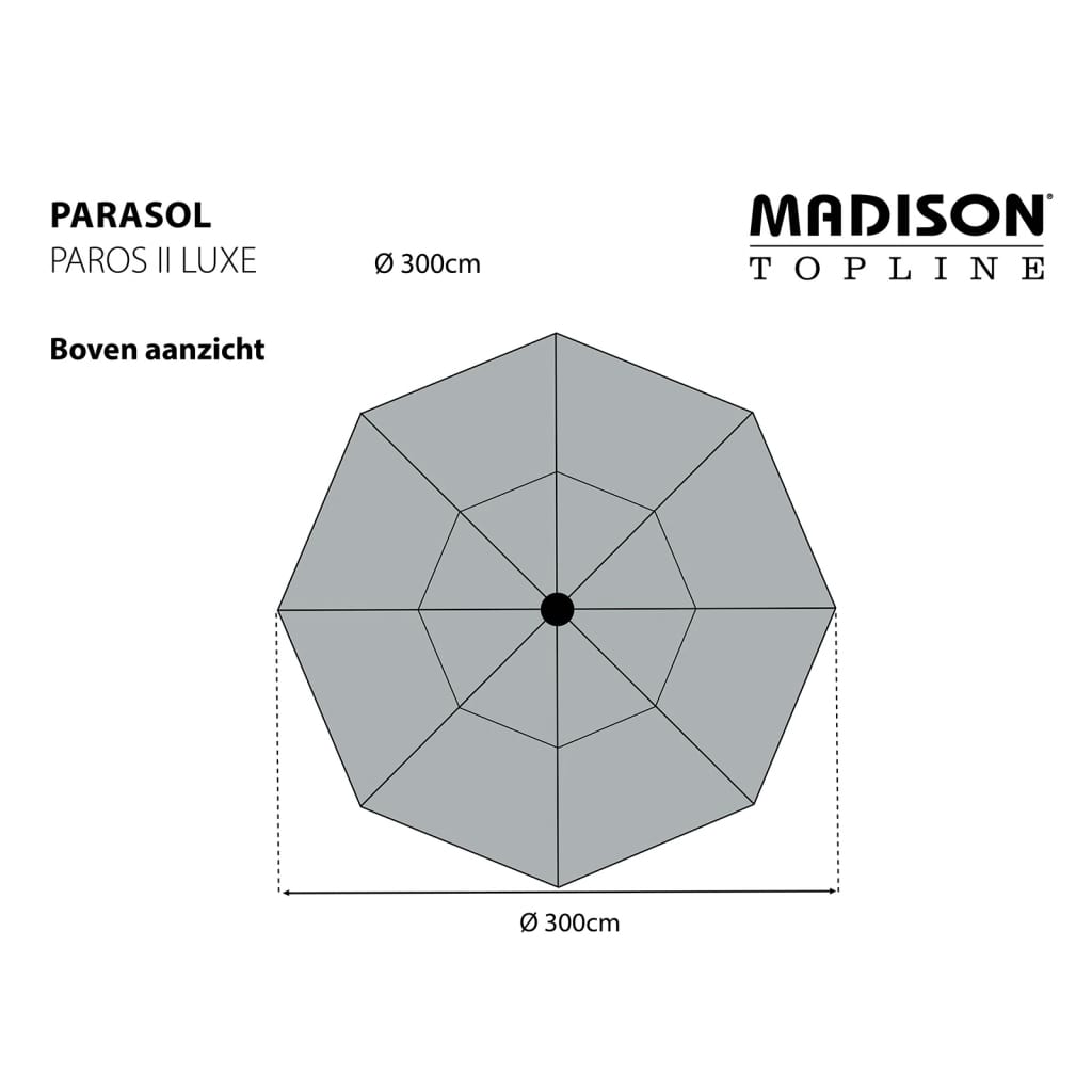 Madison Sonnenschirm Paros II Luxe 300 cm Hellgrau
