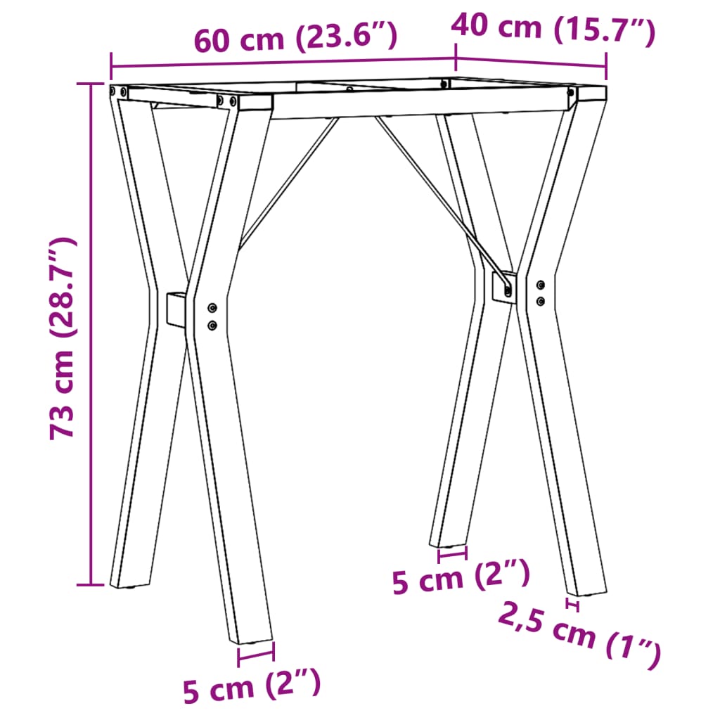 vidaXL Esstisch-Gestell in Y-Form 60x40x73 cm Gusseisen