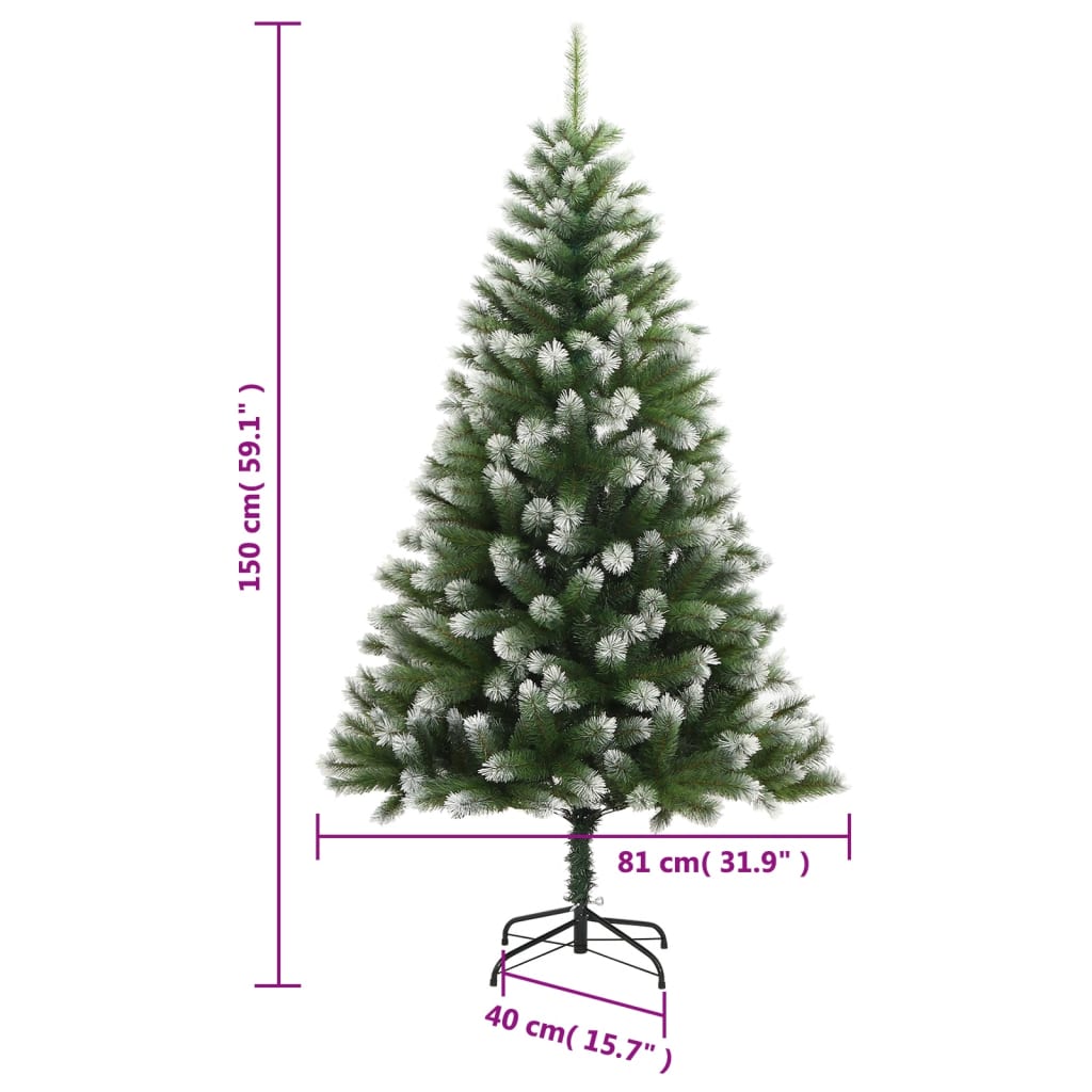 vidaXL Künstlicher Weihnachtsbaum Klappbar 150 LEDs Beschneit 150 cm