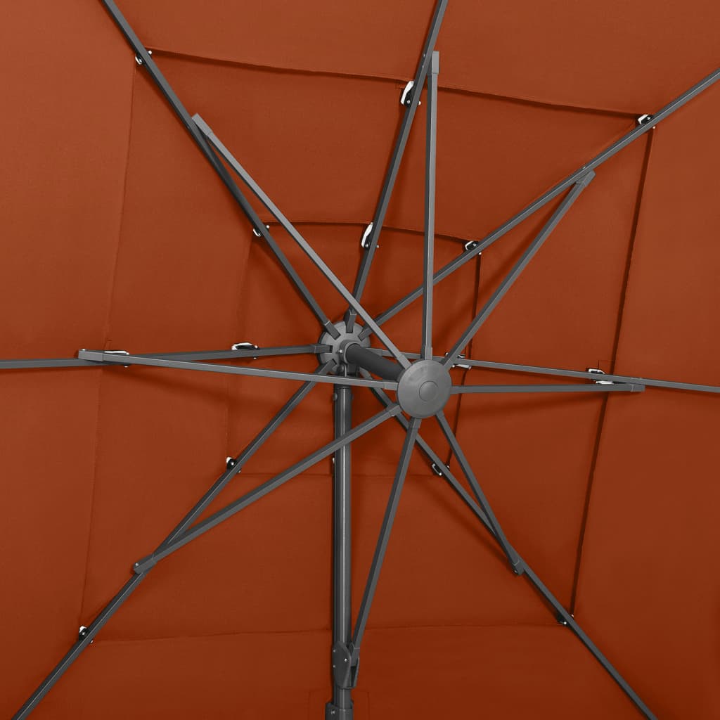 vidaXL Sonnenschirm mit Aluminium-Mast 4-lagig Terrakotta 250x250cm