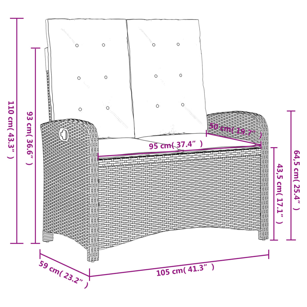 vidaXL 2-tlg. Garten-Essgruppe mit Kissen Beige Poly Rattan