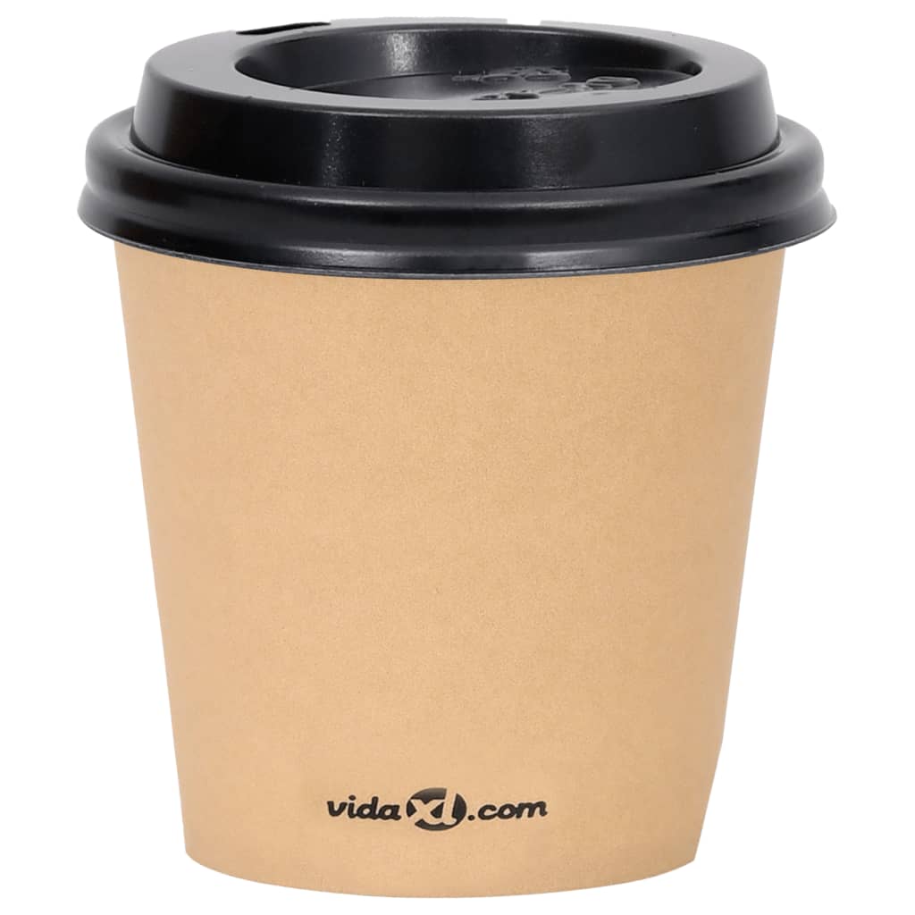vidaXL Kaffee-Pappbecher mit Deckeln 1000 Stk. 120 ml Braun