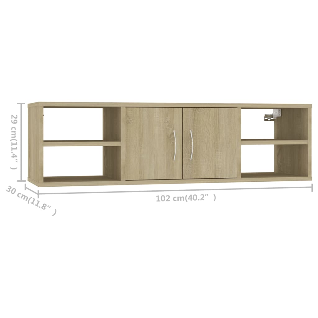 vidaXL Wandregal Sonoma-Eiche 102x30x29 cm Holzwerkstoff