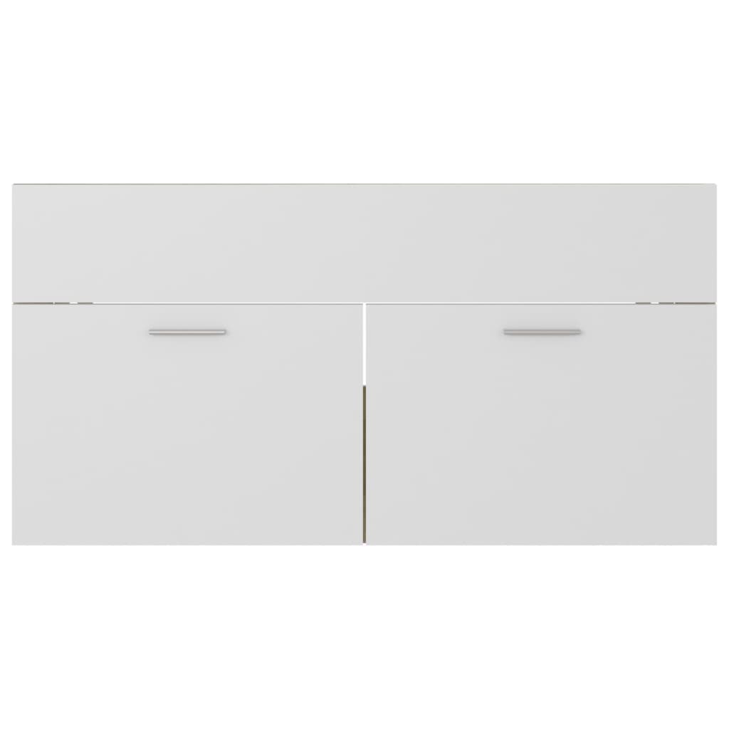 vidaXL Waschbeckenunterschrank Weiß Sonoma-Eiche 90x38,5x46 cm