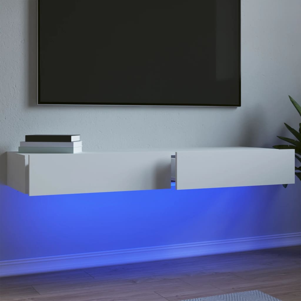 vidaXL TV-Schränke mit LED-Leuchten 2 Stk. Weiß 60x35x15,5 cm