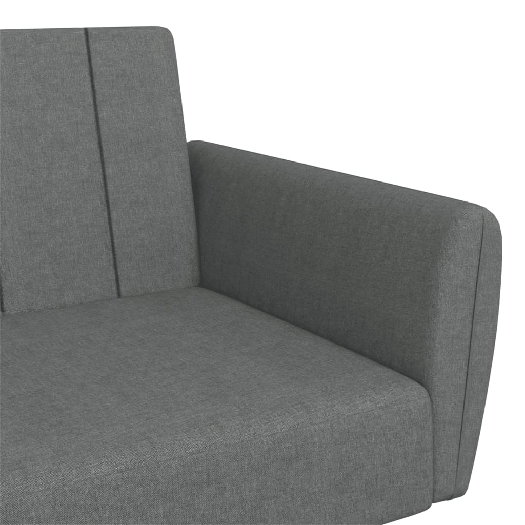 vidaXL Schlafsofa 2-Sitzer mit Fußhocker Dunkelgrau Stoff