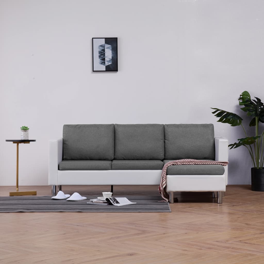 vidaXL 3-Sitzer-Sofa mit Kissen Weiß Kunstleder