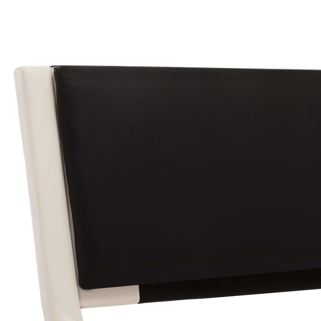 vidaXL Bettgestell mit LED Weiß und Schwarz Kunstleder 180x200 cm