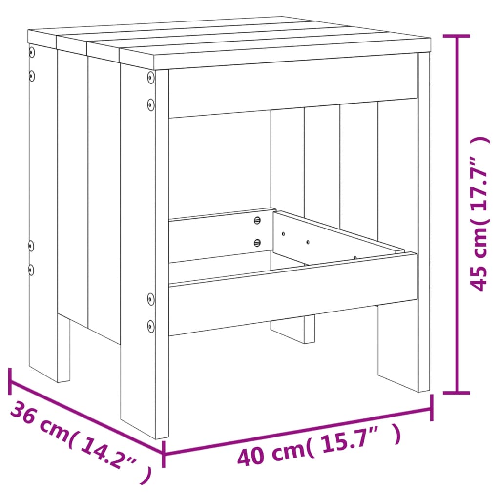 vidaXL Gartenhocker 2 Stk. Weiß 40x36x45 cm Massivholz Kiefer