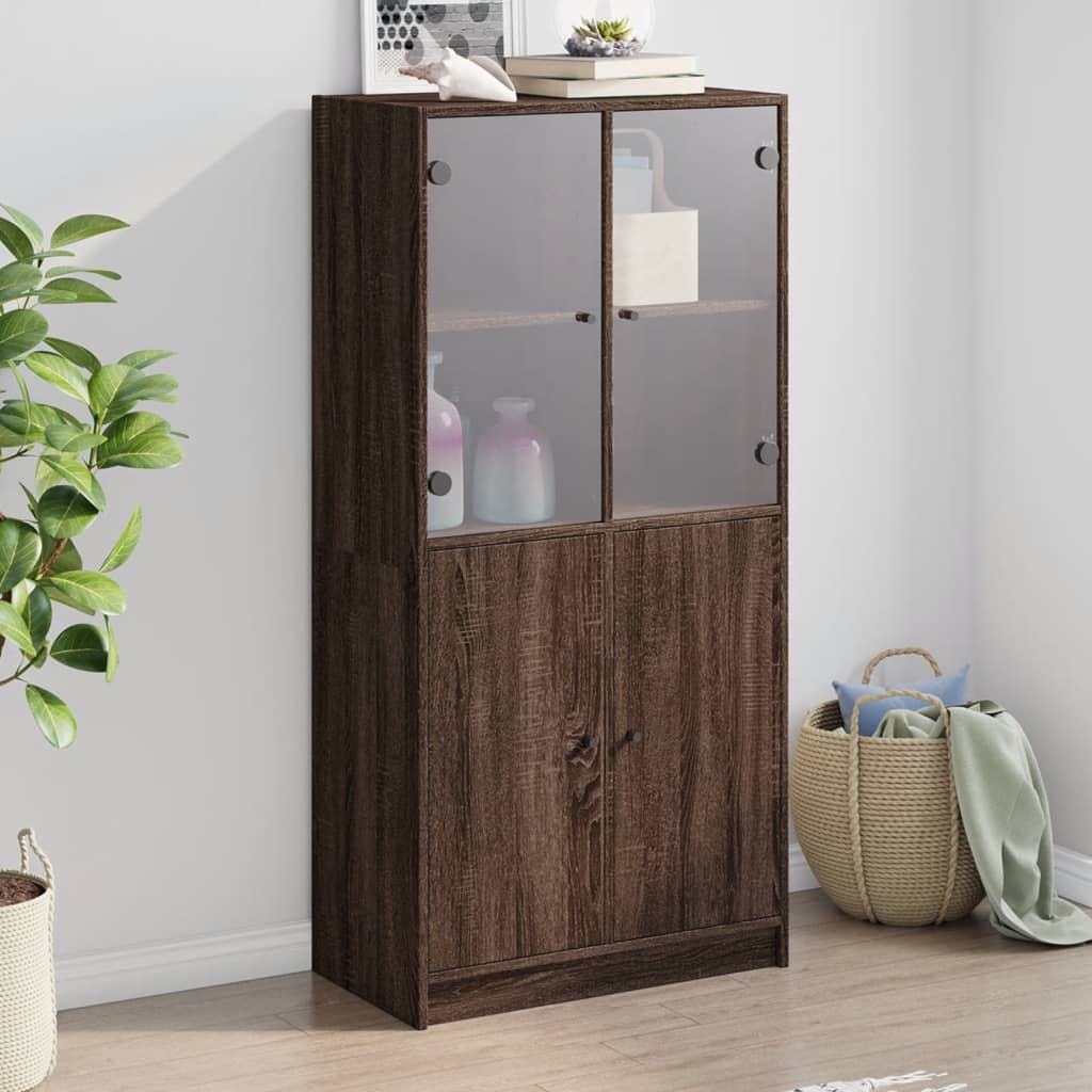 vidaXL Highboard mit Türen Braun Eiche-Optik 68x37x142cm Holzwerkstoff