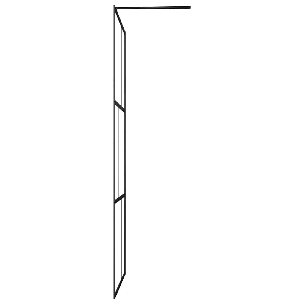 vidaXL Duschwand für Begehbare Duschen mit Hartglas Schwarz 100x195 cm