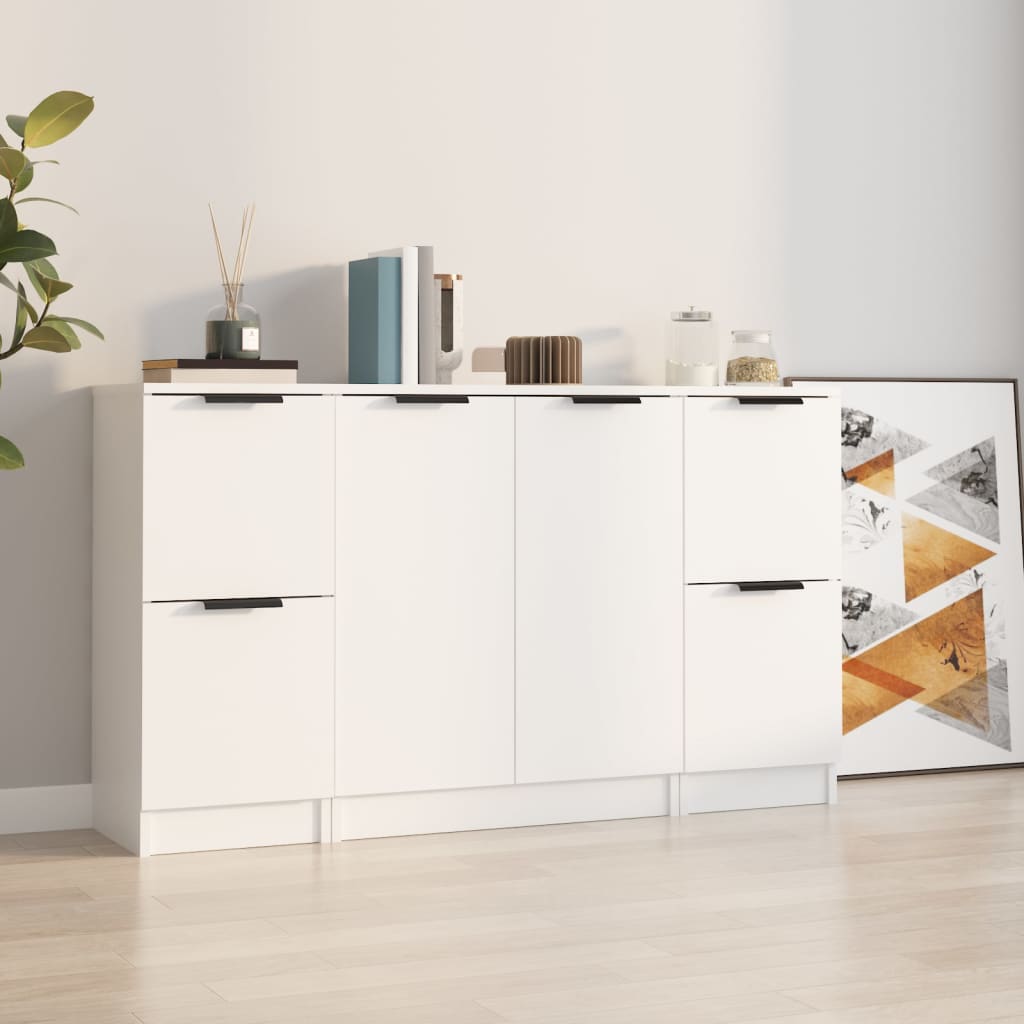 vidaXL Sideboards 3 Stk. Weiß Holzwerkstoff