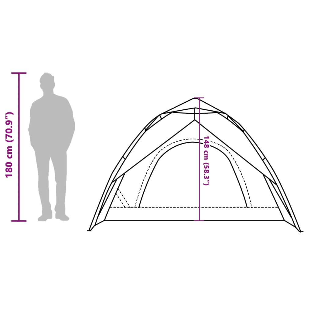 vidaXL Kuppel-Campingzelt 3 Personen Blau Quick Release