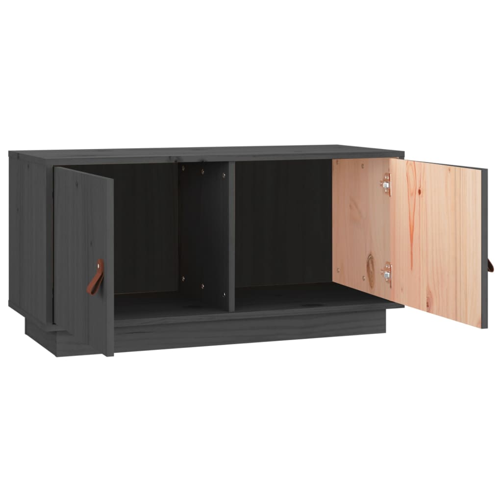 vidaXL TV-Schrank Grau 80x34x40 cm Massivholz Kiefer