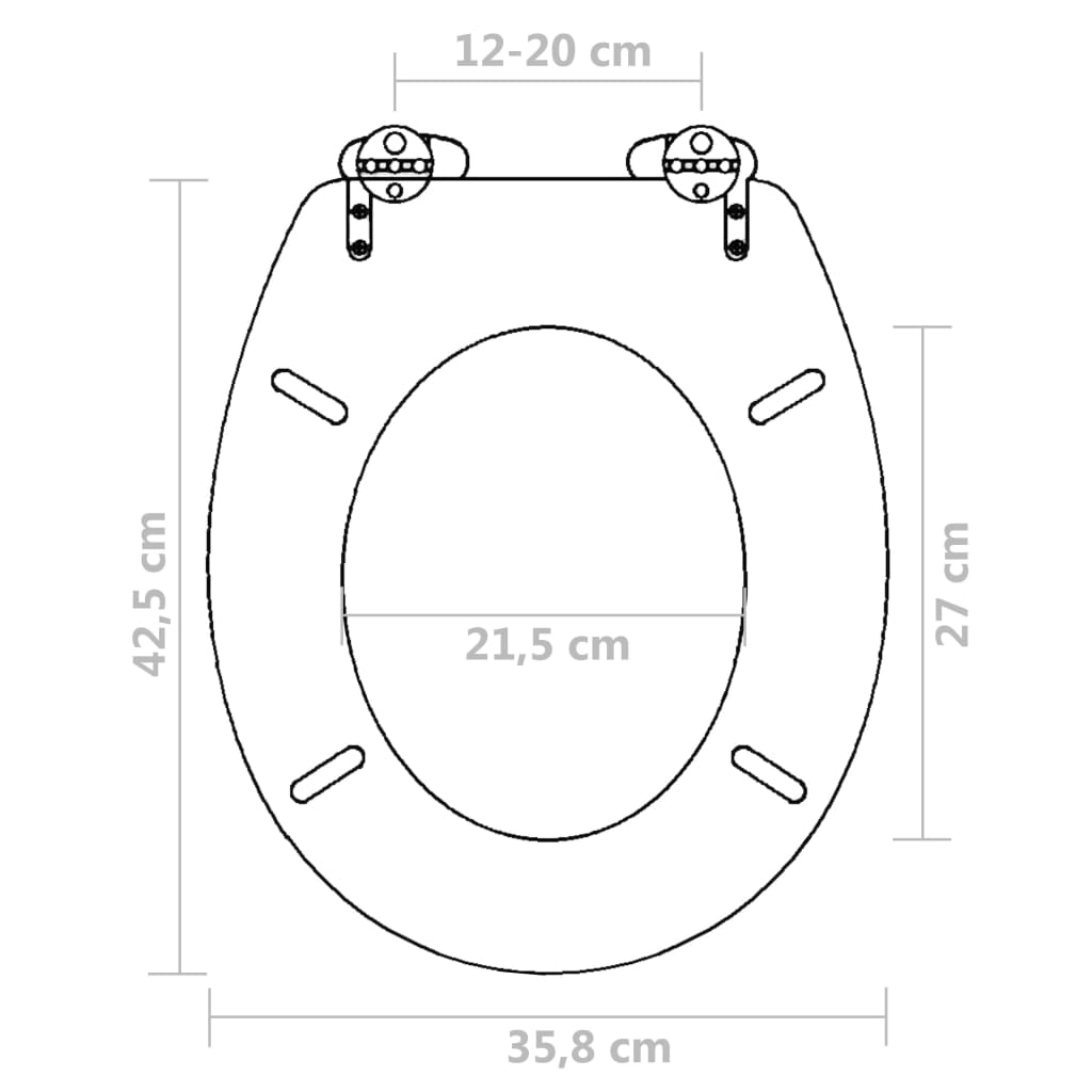 vidaXL Toilettensitz MDF Deckel mit Absenkautomatik Design Schwarz