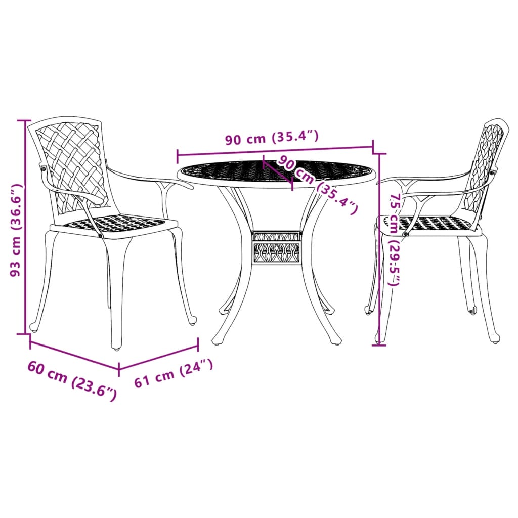 vidaXL 3-tlg. Bistro-Set Grün Aluminiumguss