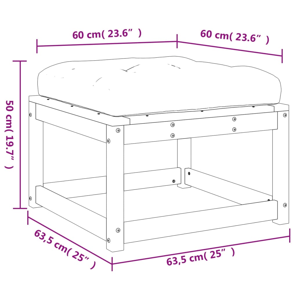 vidaXL Gartenhocker mit Kissen Massivholz Douglasie