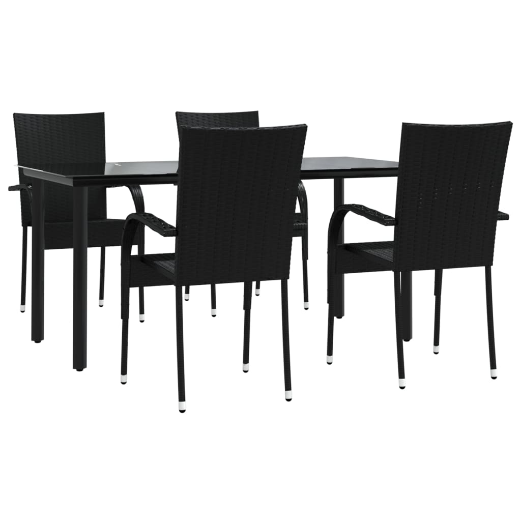 vidaXL 5-tlg. Garten-Essgruppe Schwarz Poly Rattan