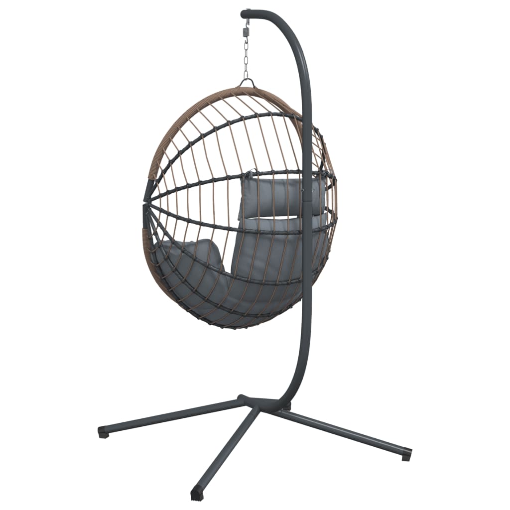 vidaXL Hängesessel Ei-Design mit Ständer Hellgrau Rattan und Stahl