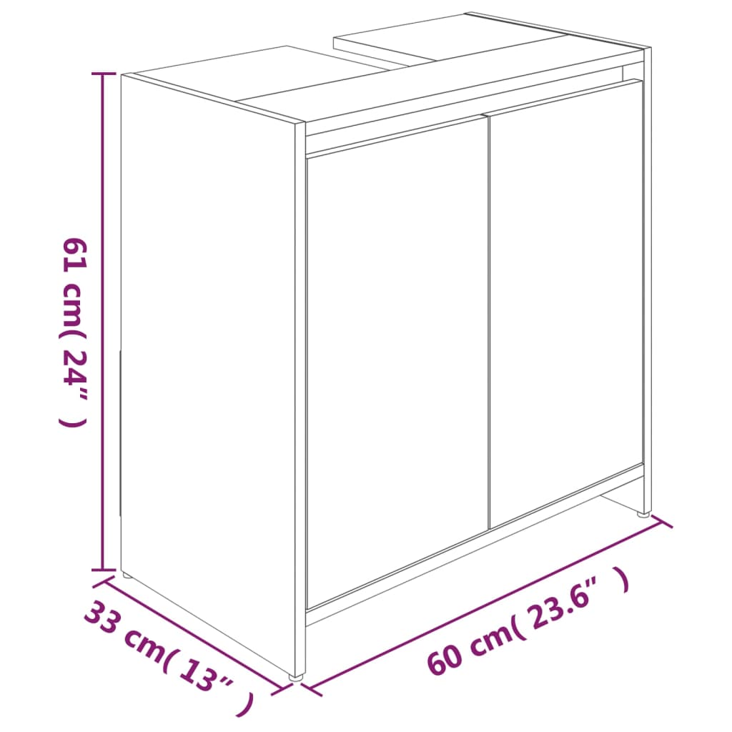 vidaXL Badschrank Grau Sonoma 60x33x61 cm Holzwerkstoff