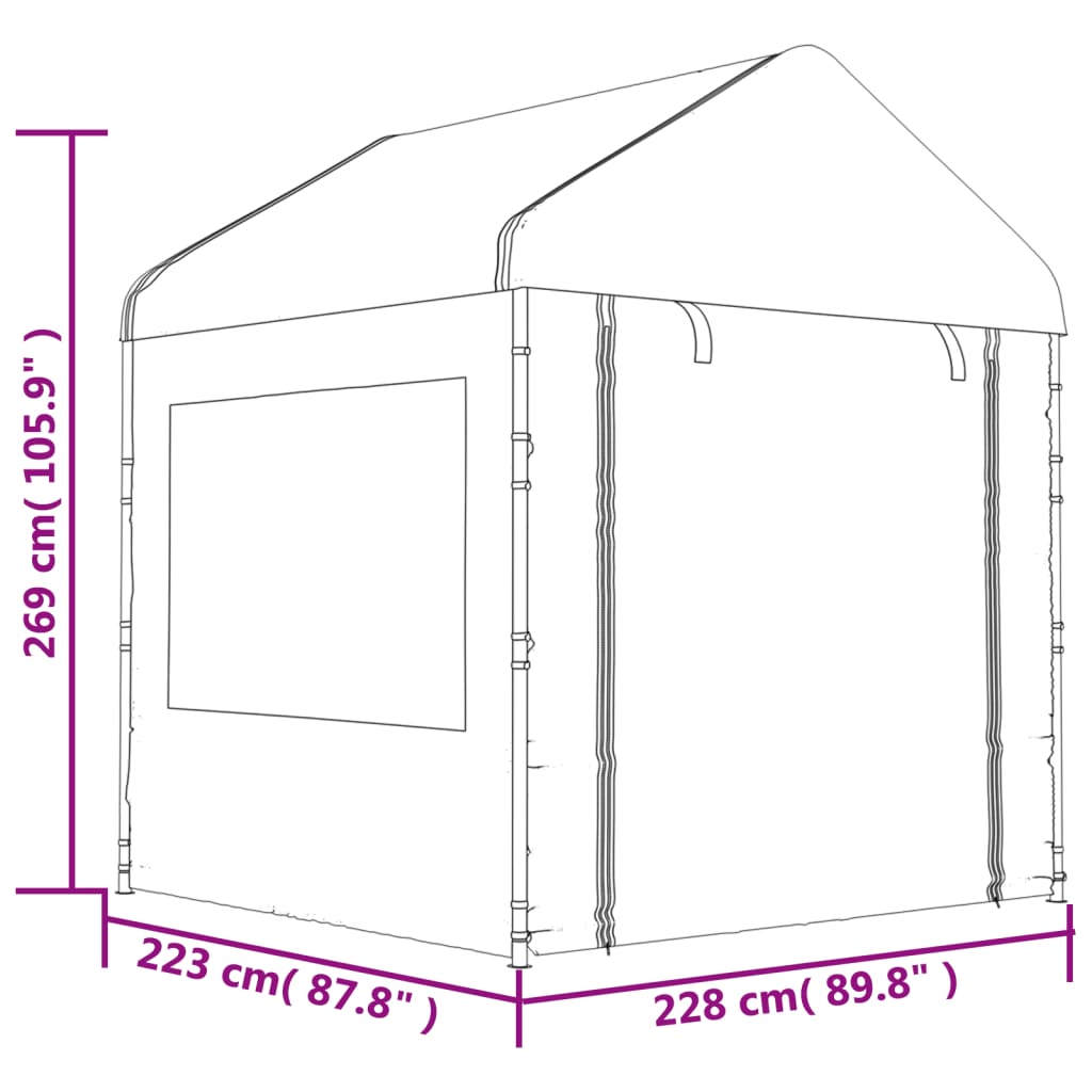 vidaXL Pavillon mit Dach Weiß 17,84x2,28x2,69 m Polyethylen