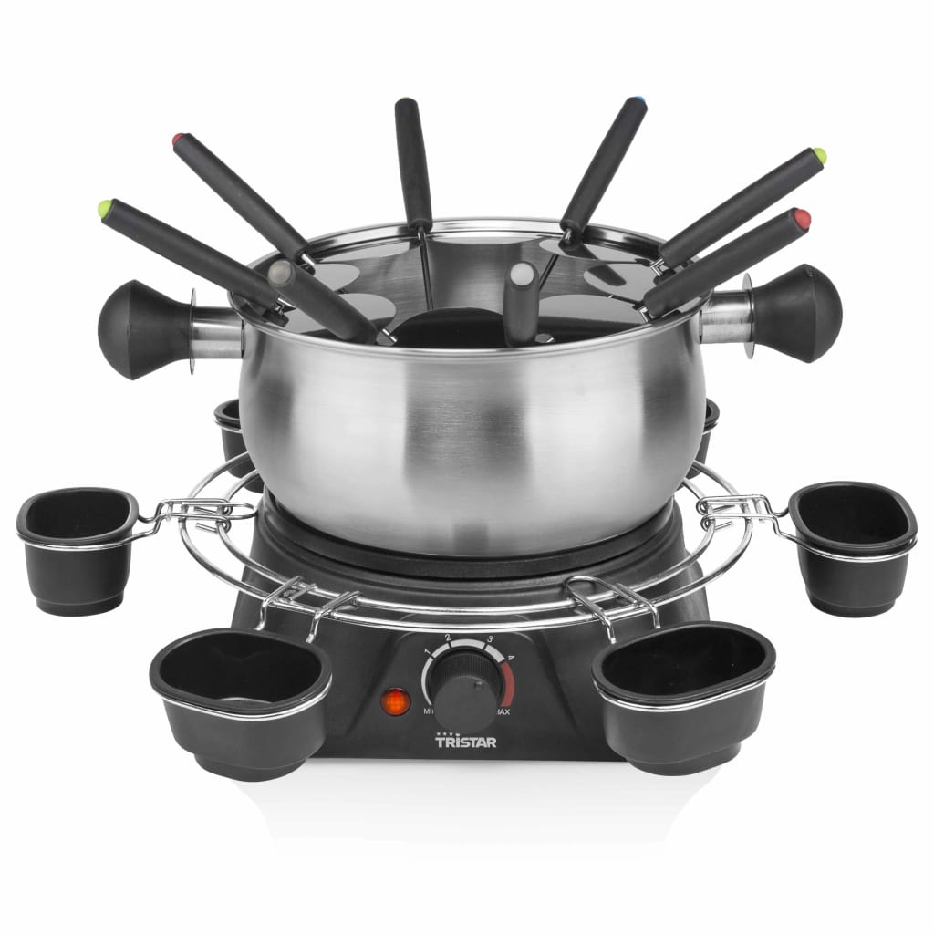 Tristar Familien-Fondue-Set 1400 W 1,3 L Edelstahl Silbern