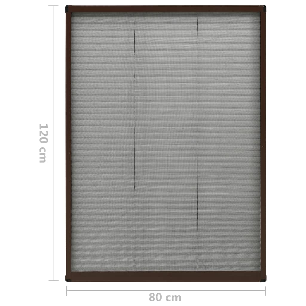 vidaXL Insektenschutz-Plissee für Fenster Aluminium Braun 80x120 cm