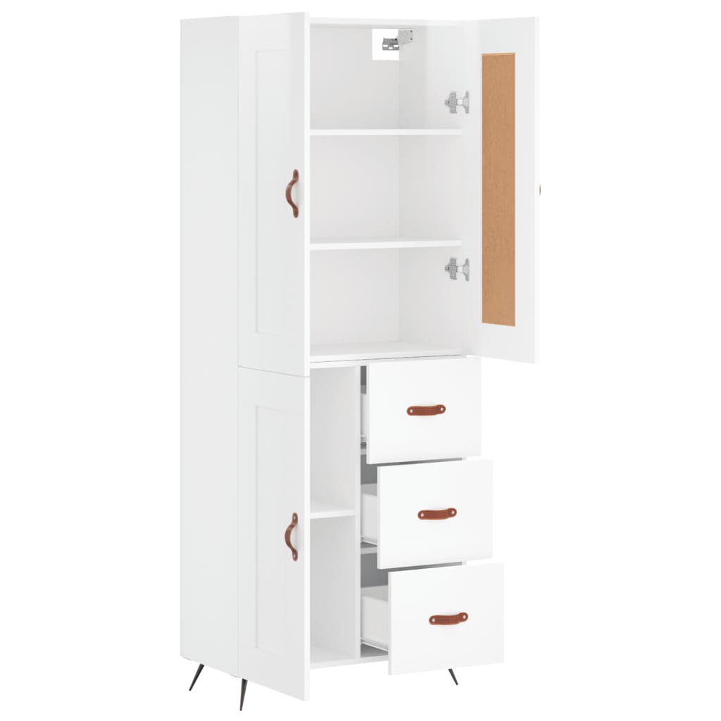 vidaXL Highboard Hochglanz-Weiß 69,5x34x180 cm Holzwerkstoff