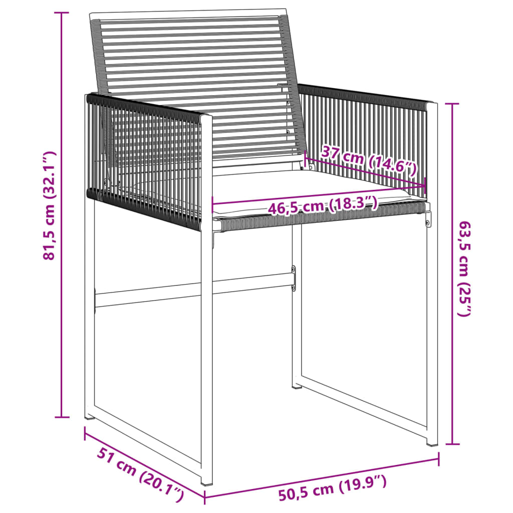 vidaXL Gartenstühle mit Kissen 4 Stk. Schwarz Poly Rattan