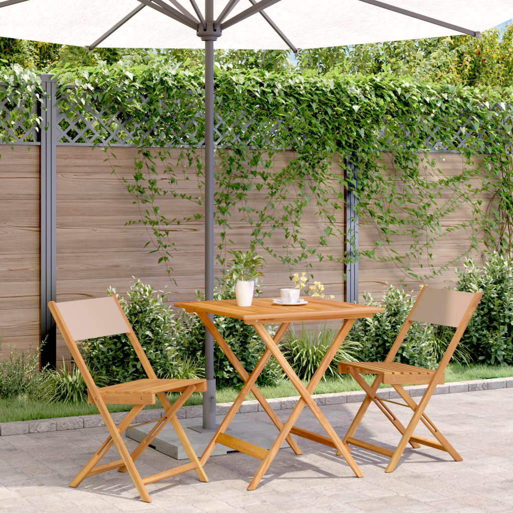 vidaXL 3-tlg. Bistro-Set Taupe Stoff und Massivholz