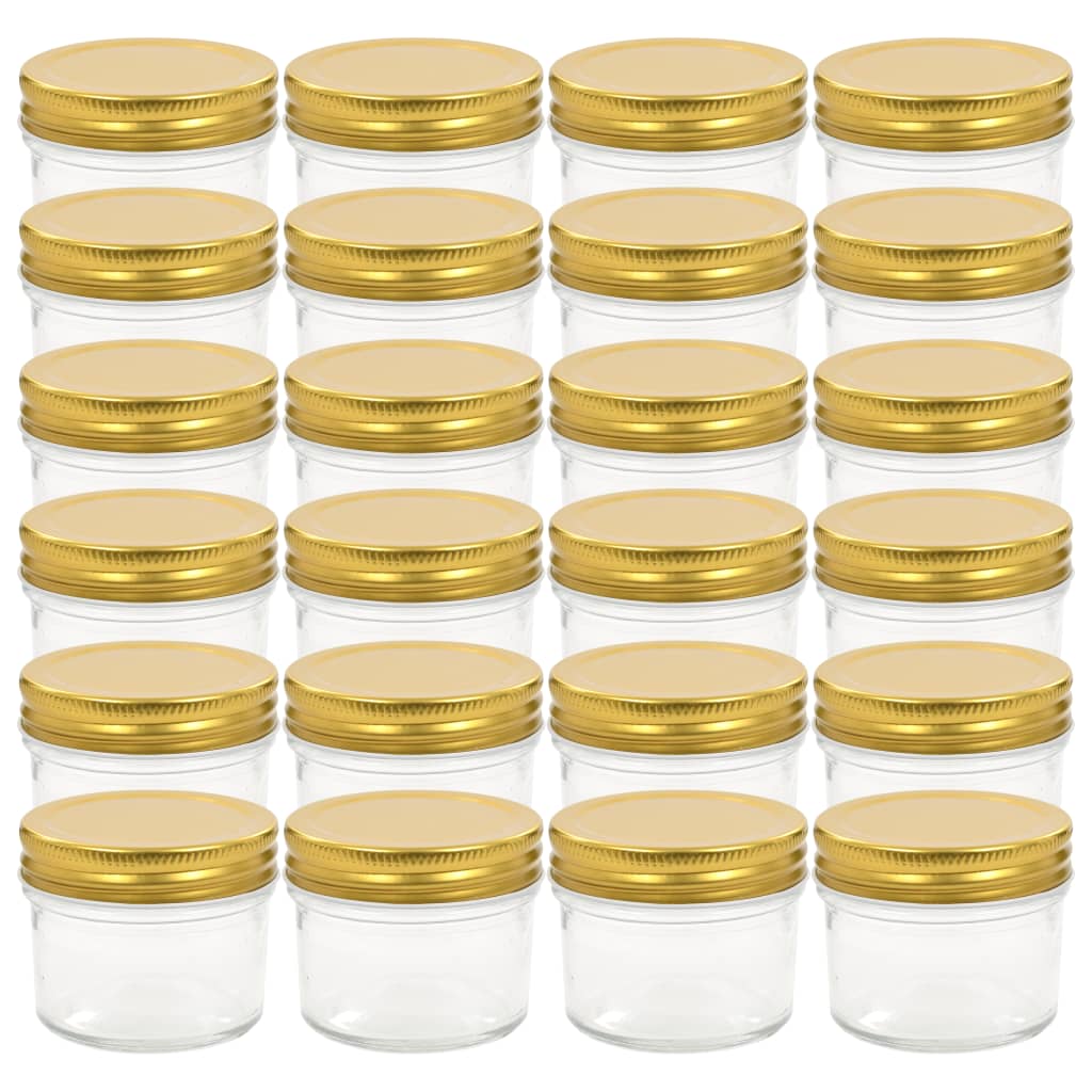vidaXL Marmeladengläser mit goldenen Deckeln 24 Stk. 110 ml