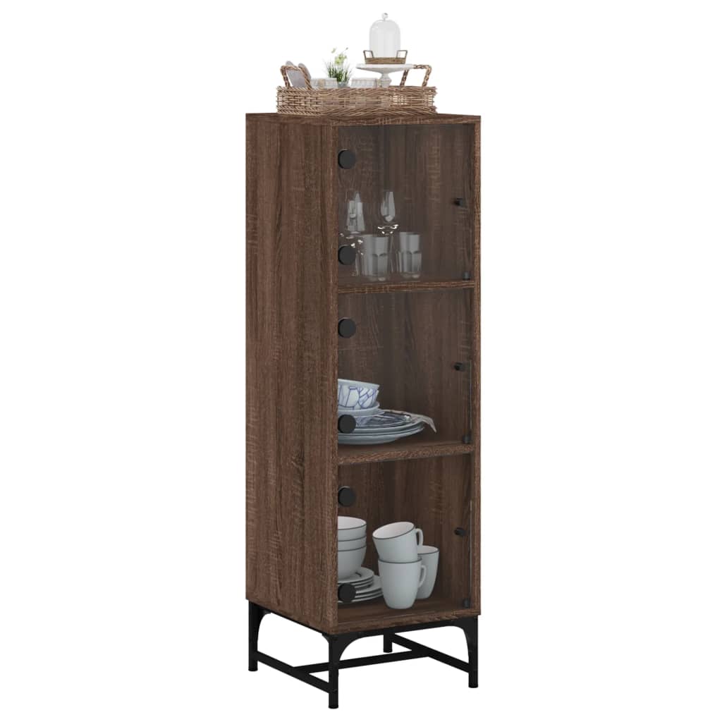 vidaXL Highboard mit Glastüren Braun Eichen-Optik 35x37x120 cm