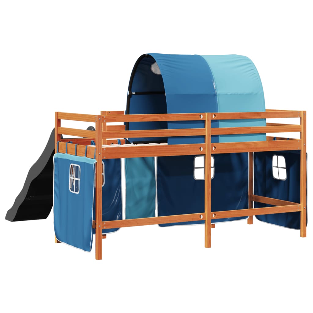 vidaXL Kinderhochbett mit Tunnel Blau 80x200 cm Massivholz Kiefer