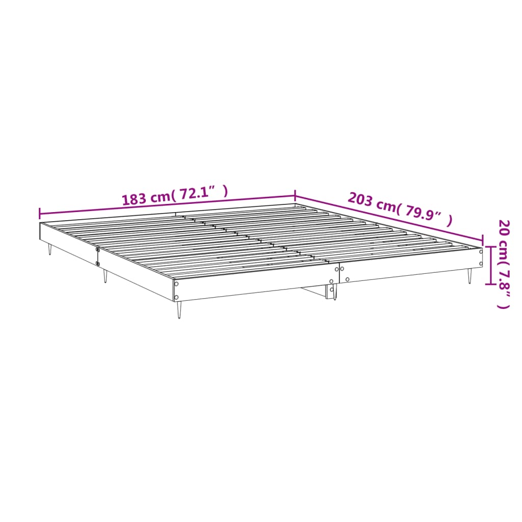 vidaXL Bettgestell Braun Eichen-Optik 180x200 cm Holzwerkstoff